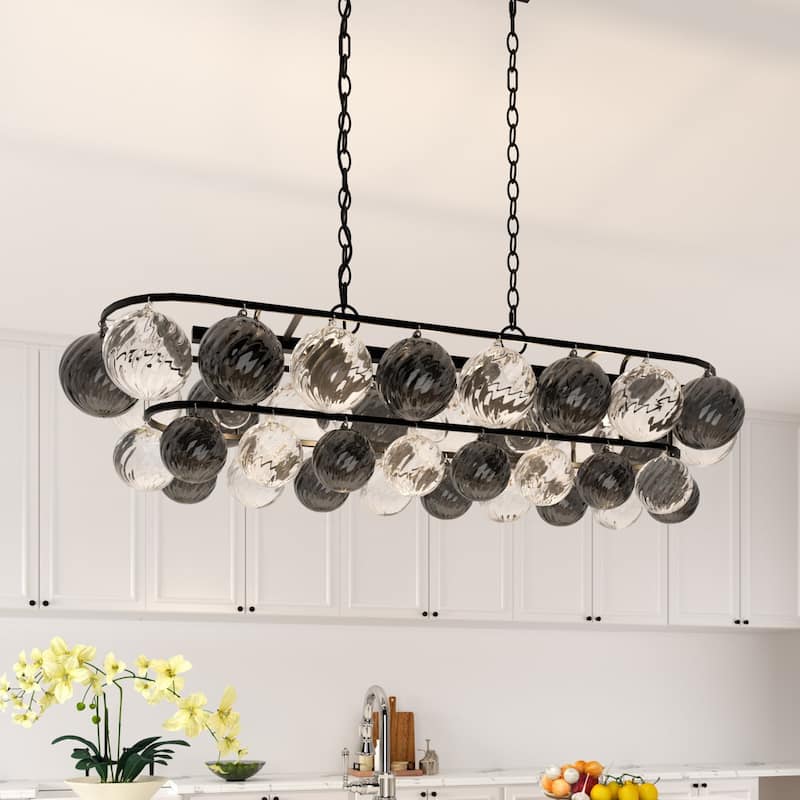 Acroma 5 - Light Dimmable Bubble Dining Room Chandelier - Matte Black