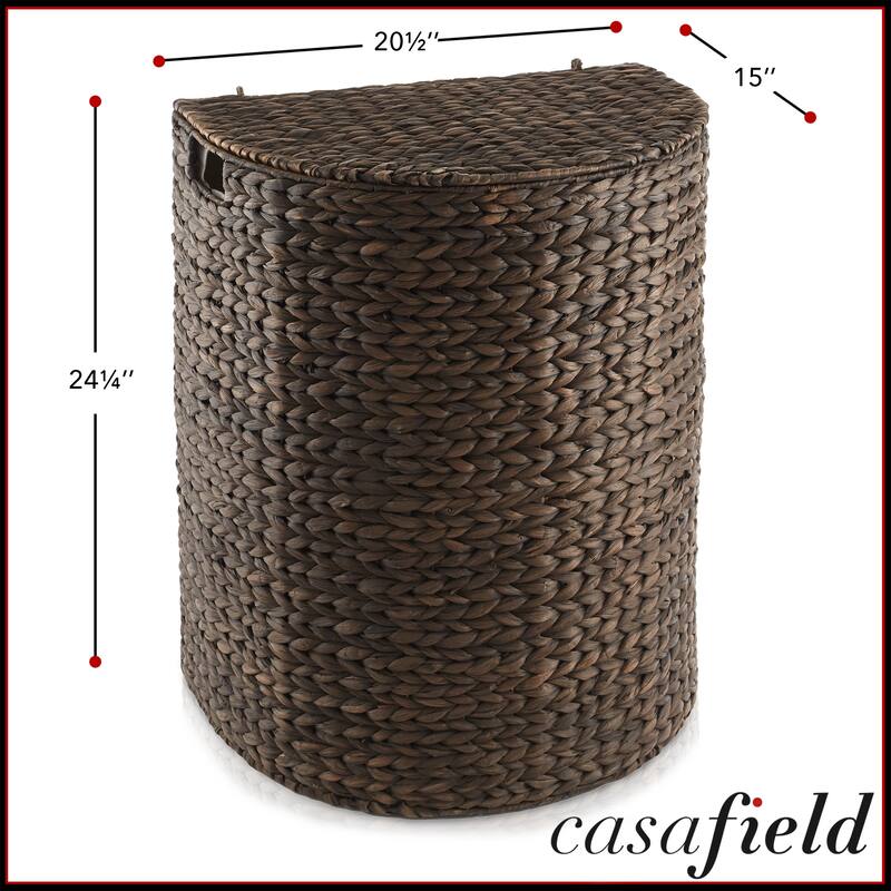 Half Moon Laundry Hamper Basket w Lid and Removable Liner for Clothes