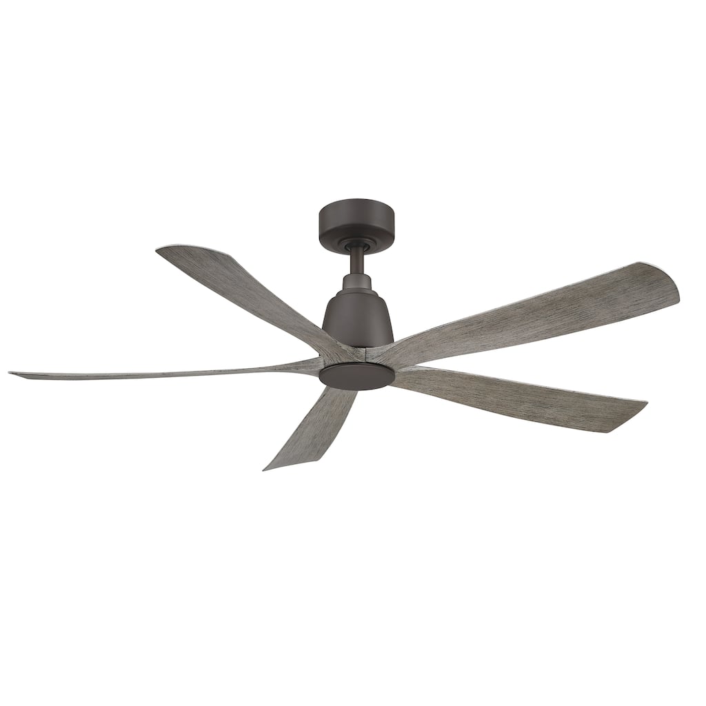 Fanimation Kute5 52 inch Indoor/Outdoor Smart Ceiling Fan with Remote - Matte Greige with Weathered Wood blades