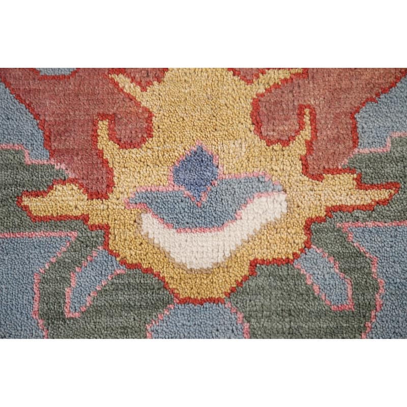 Blue Oushak Oriental Area Rug Handmade Living Room Wool Carpet - 9'0"x 12'0"