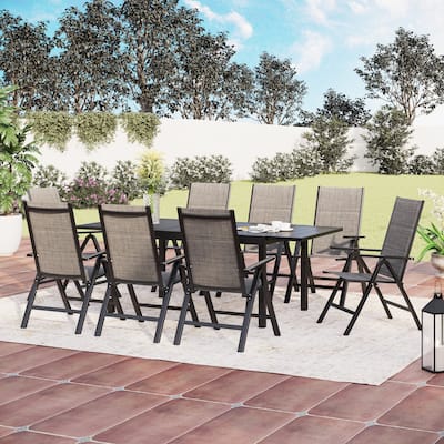 7/9-Piece Patio Dining Set of Foldable & 7-Angle Adjustable Padded Patio Dining Chairs and 1 Extendable Table