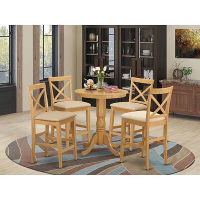 East West Furniture 5 Piece Dining Set Includes a Round Table and 4 Dining Room Chairs, Oak(Seat Options) - Oak