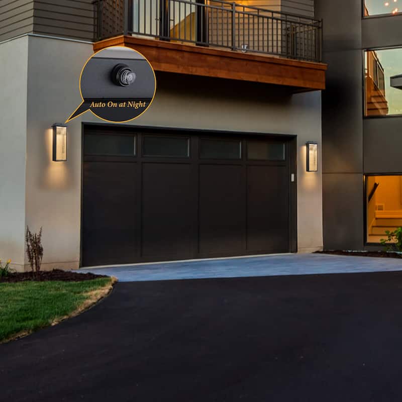 C Cattleya 2-Pack Integrated LED Dusk to Dawn Outdoor Wall Sconce Light with Ripple Glass