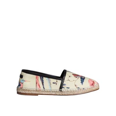 Dolce & Gabbana Beige Floral Canvas Espadrilles Slip On Men's Shoes