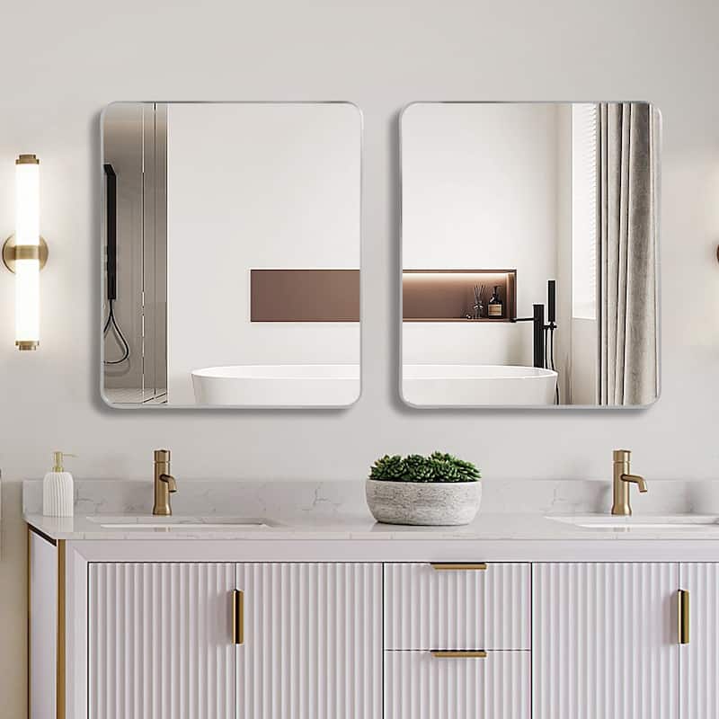Bathroom Mirror for Over Sink Wall Mirror Metal Frame Rounded Rectangular Vanity Mirrors for Bedroom Living Room Entryway Decor