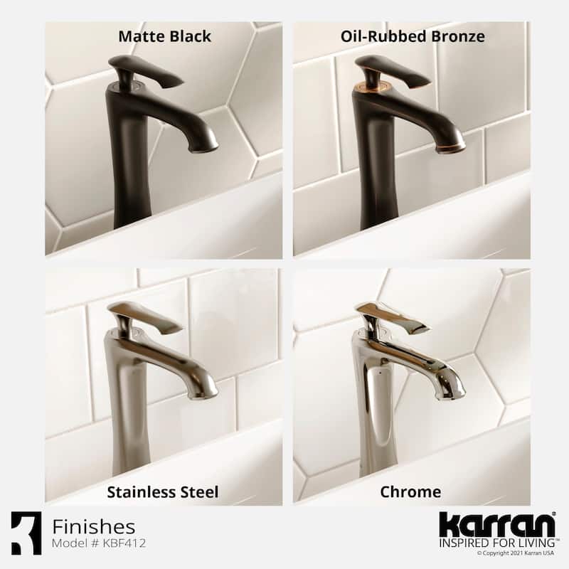 Karran Woodburn Single Hole Single Handle Vessel Bathroom Faucet with Matching Pop-Up Drain
