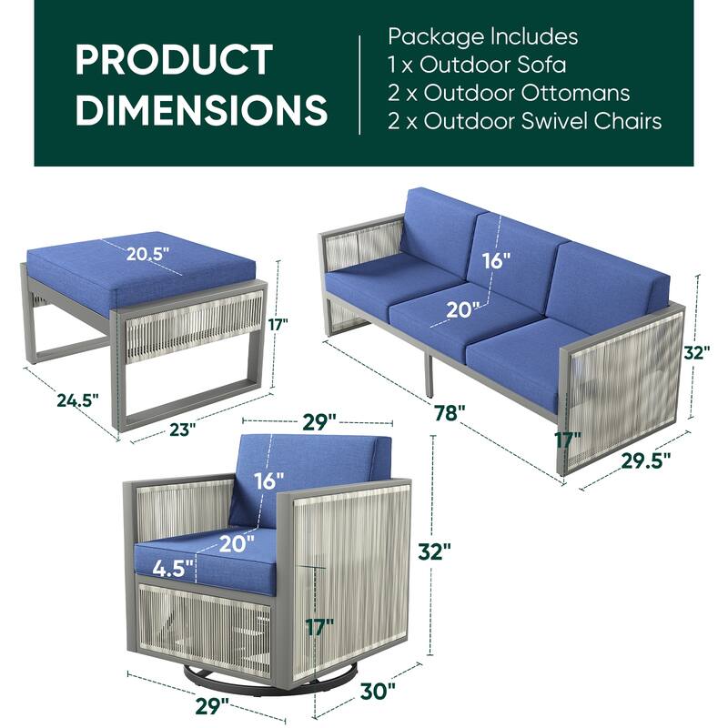 Pocassy 5 Inch Outdoor Patio Funiture Sets