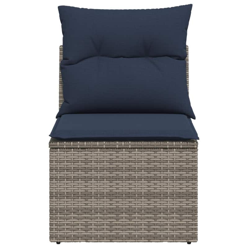 vidaXL Patio Sofa with Cushions Outdoor Seating Poly Rattan Black/Gray/Brown