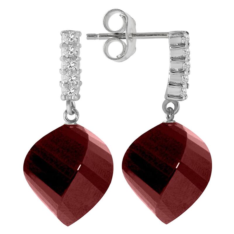 30.65 Carat 14K Solid Gold Gemstone Earrings Diamond Ruby - White