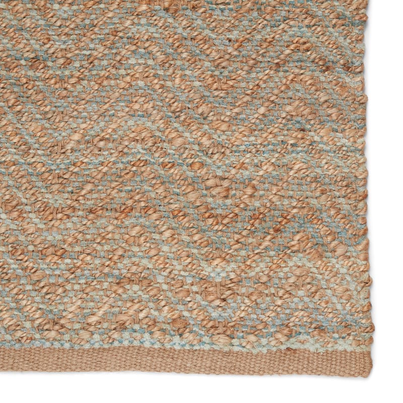 Meridian Natural Chevron Tan/ Blue Area Rug