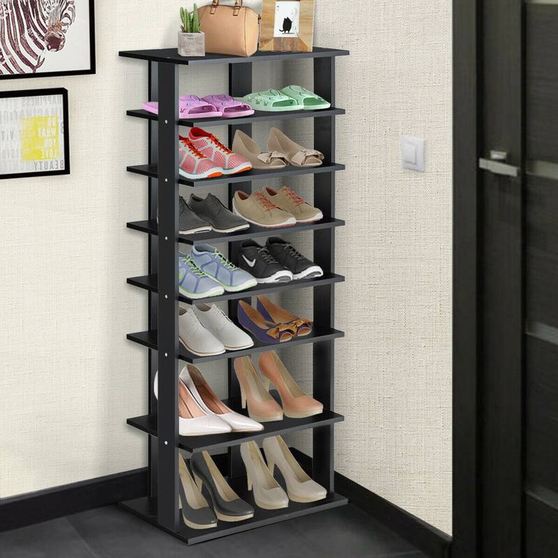 Gymax Patented 7-Tier Dual Shoe Rack Practical Free Standing Shelves