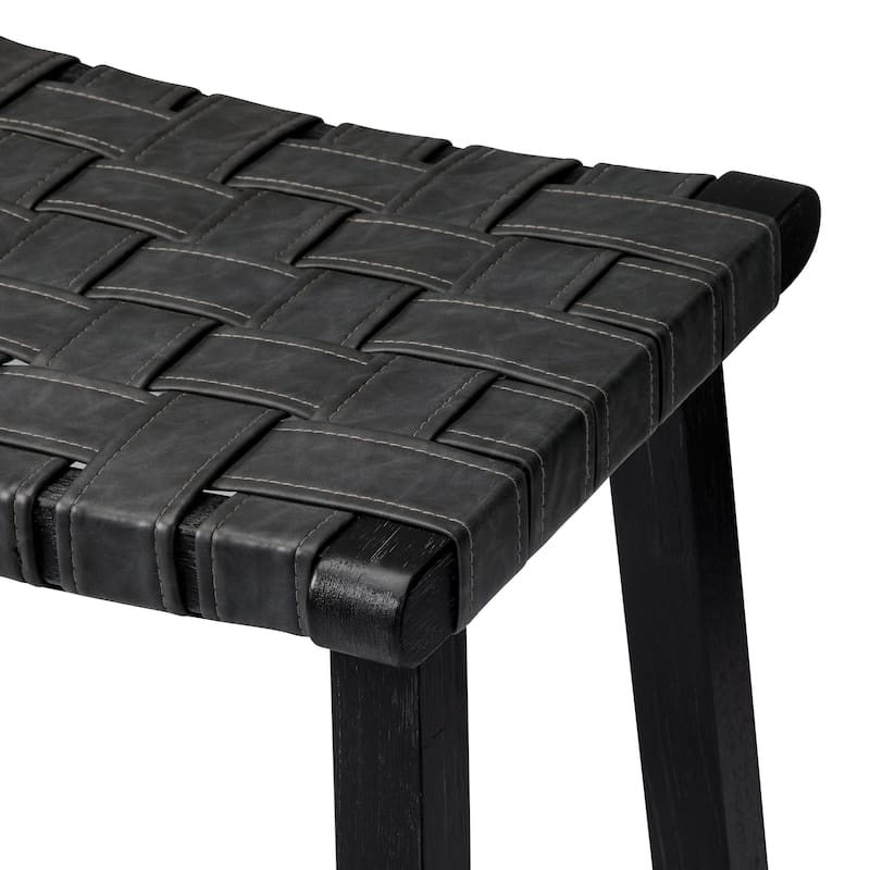 Maven Lane Noah Backless Kitchen Dining Stool with Vegan Leather