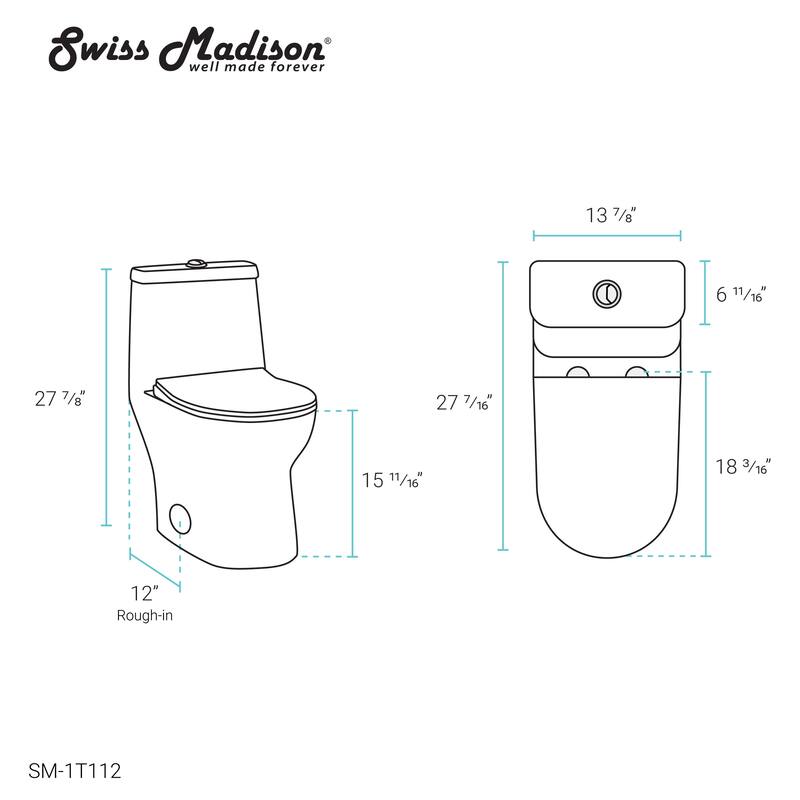 Swiss Madison SM-1T112 Ivy One Piece Dual Vortex 1.1/1.6 GPF Toilet