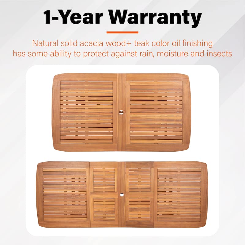 MAISON ARTS Outdoor 7/9-Piece Solid Acacia Wood Dining Set, Expandable Dining Table and 6/8 Wood Dining Chairs