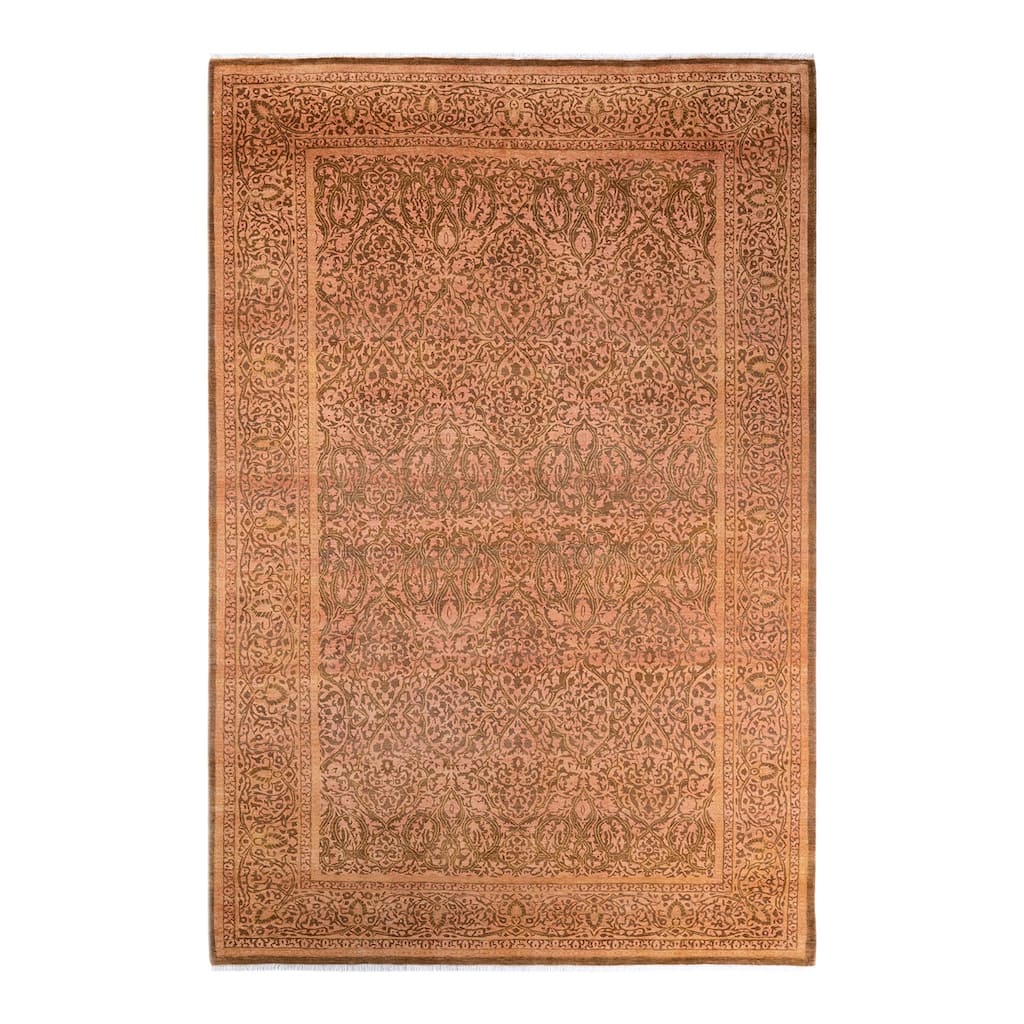 Overton Hand Knotted Wool Vintage Inspired Traditional Mogul Yellow Area Rug - 9' 3" X 6' 3"