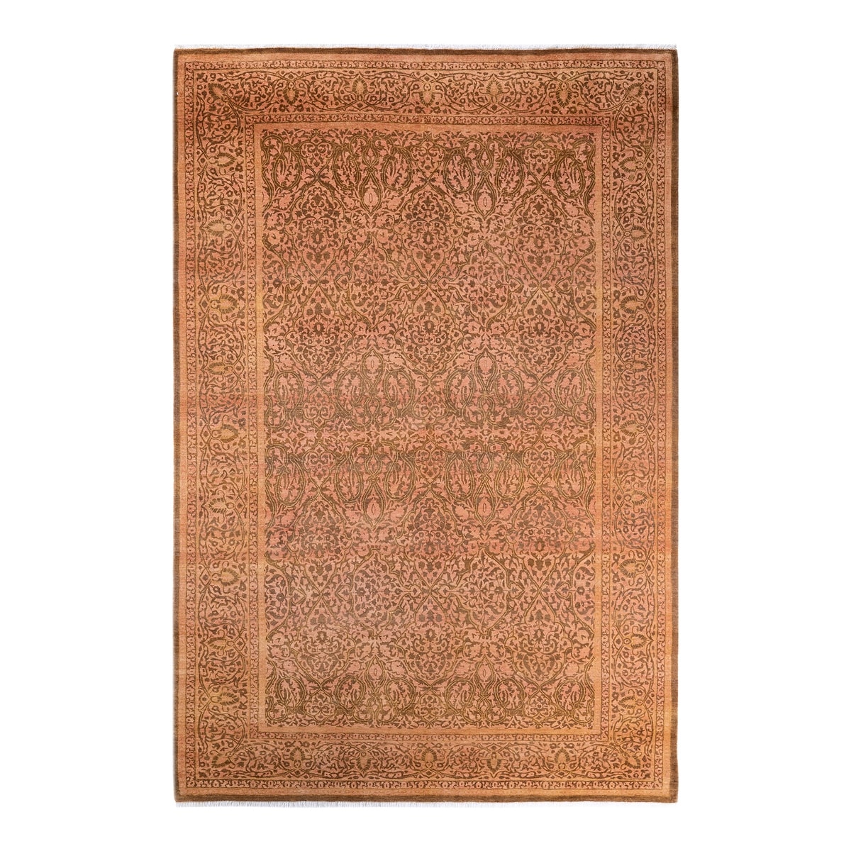 Overton Hand Knotted Wool Vintage Inspired Traditional Mogul Yellow Area Rug - 9' 3" X 6' 3"