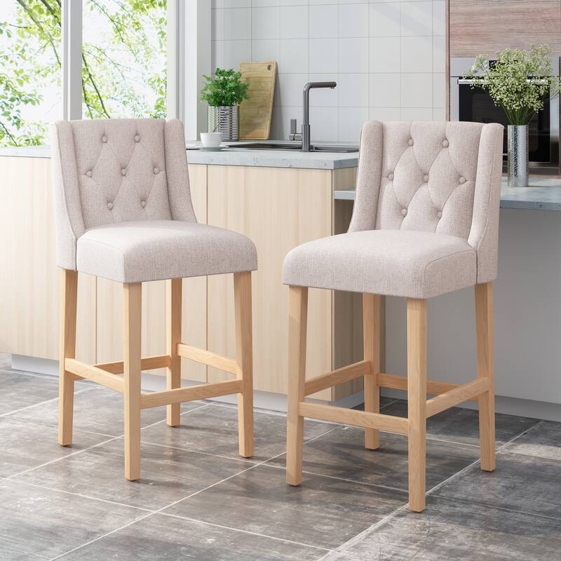 Tufted Wingback 27 Inch Counter Stools, Set Of 2