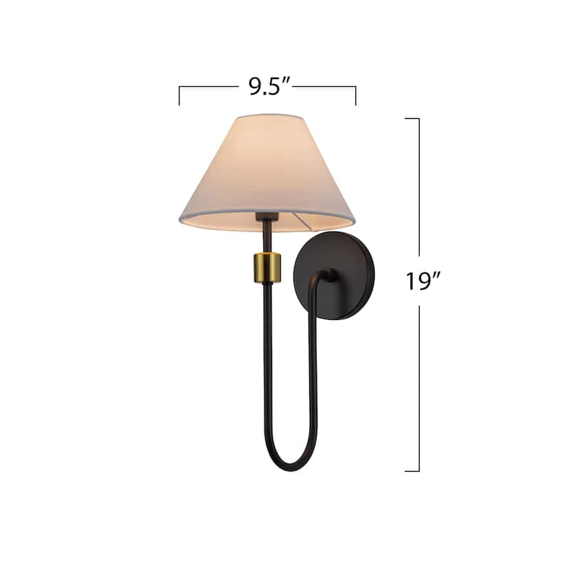 Artcraft Providence 1-Light Wall Sconce - Black with Brushed Brass Accent