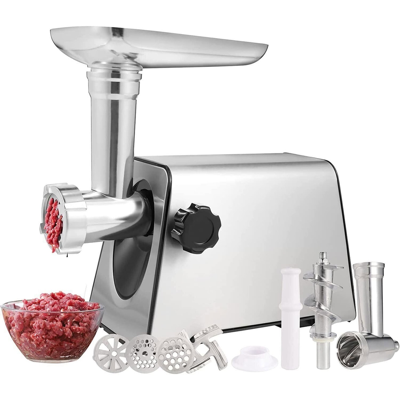 Simple Deluxe Electric Meat Grinder, Heavy Duty Meat Mincer, Food Grinder with Sausage & Kubbe Kit, 3 Grinder Plates, 800W Power