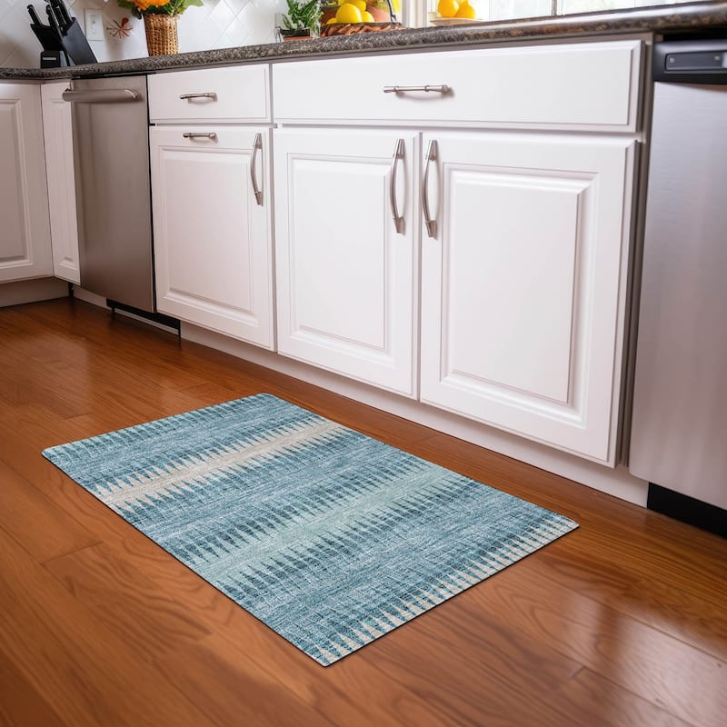Premium Washable Super Soft Modern Ziggy Mayfield Rug - Teal - 1'8" x 2'6"