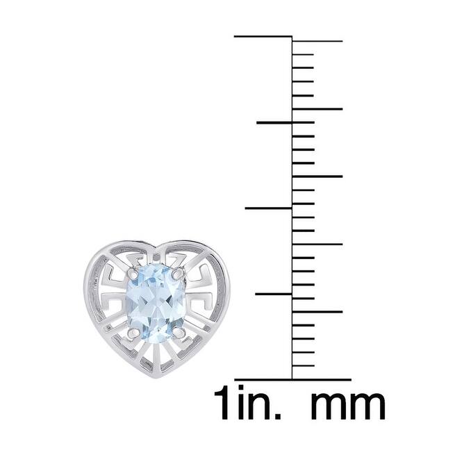 Victoria Townsend .925 Sterling Silver Blue Topaz GreeK Key Heart Stud Earring