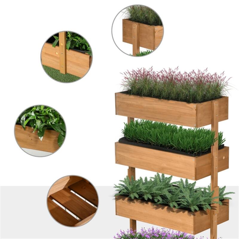 Vertical Garden Bed with 4 Flower Boxes for Outdoor Plants - 31.5" L x 17.75" W x 56" H