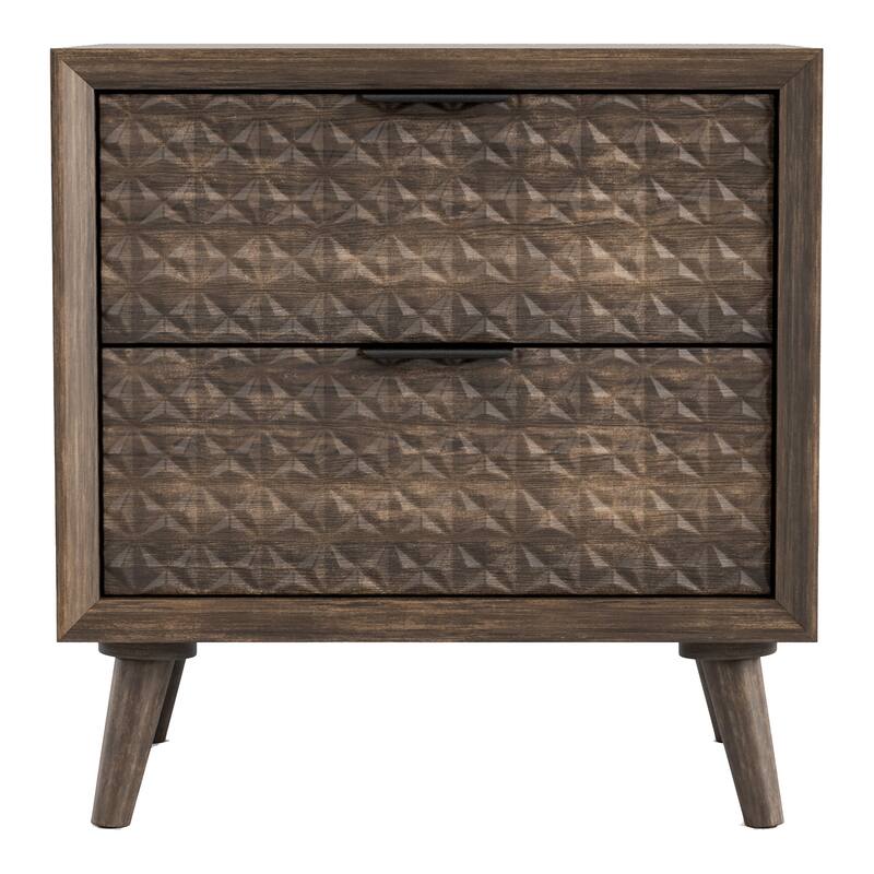 Furniture of America Orelo Modern Dark Brown Wood 2-Drawer Nightstand