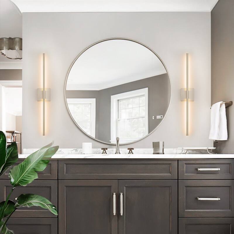 1-Light Modern Linear Aluminum Dimmable Integrated LED 3000K Warm Light Bathroom Vanity Lights for Mirror
