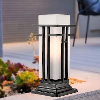 Black Outdoor Pier Mounted Light Fixture Waterproof Porch Post Lamp