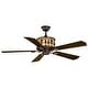 preview thumbnail 1 of 9, Yosemite 56 in. Burnished Bronze Rustic Ceiling Fan, Reversible Rosewood-Dark Walnut Blades, LED Lighted Motor Housing, Remote 56-in W x 18-in H x 56-in D - Burnished Bronze
