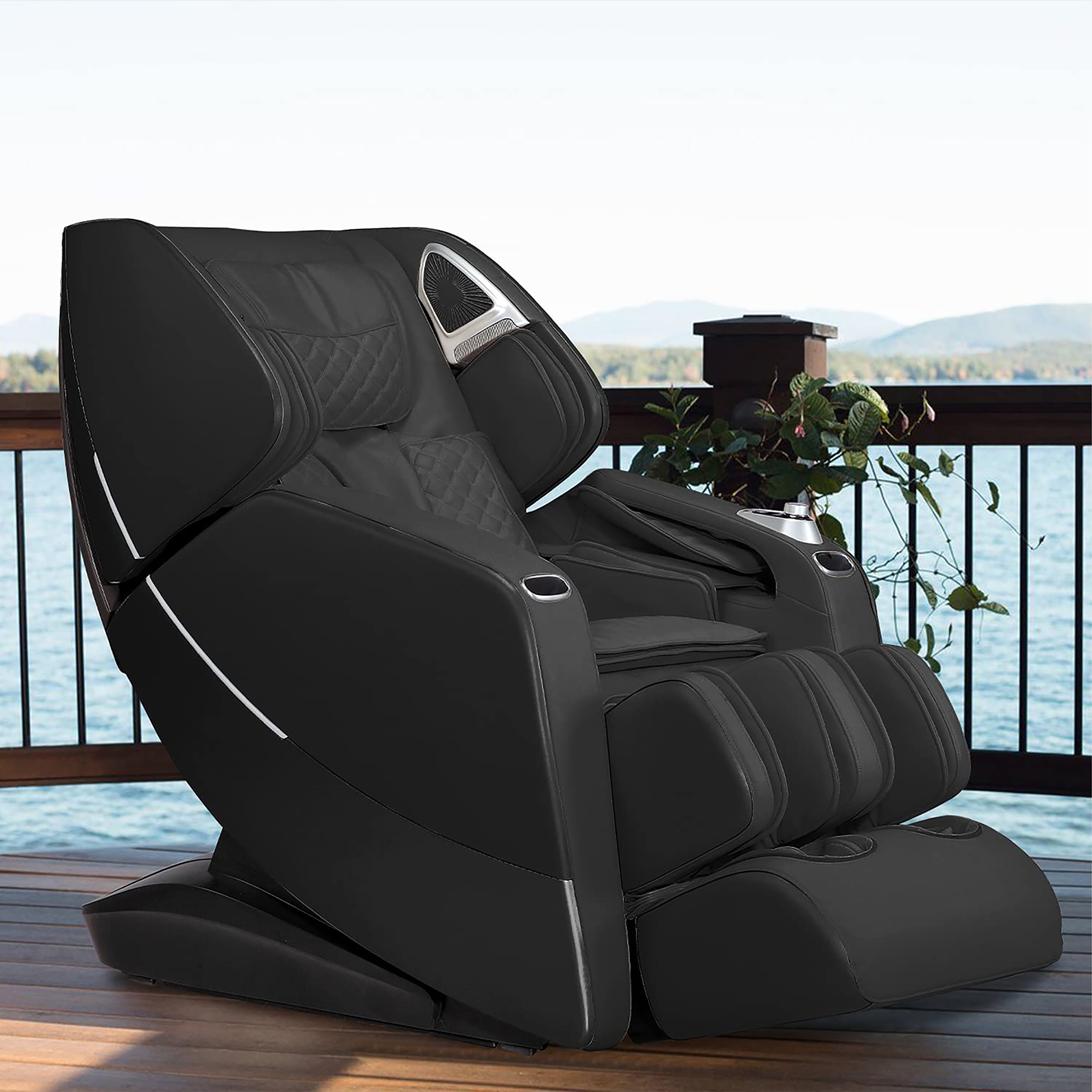 Graf Modern Faux Leather Zero Gravity LED Light Massage Chair with