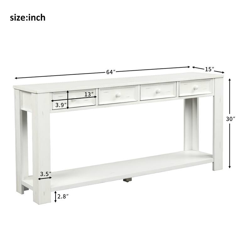 Modern Console Table/Sofa Table with Storage Drawers and Bottom Shelf for Entryway Hallway