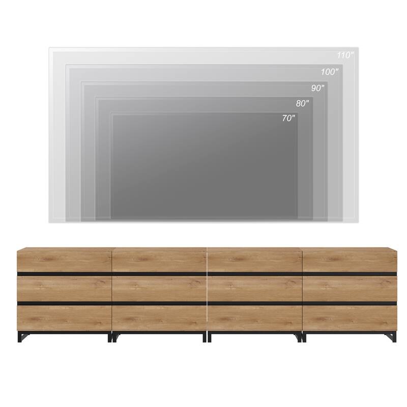 Modern TV Stand for TVs up to 120 inch, 4 in 1 TV Console with 12 Drawers, Media Console Table