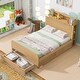 preview thumbnail 1 of 9, Full Size Platform Bed with Headboard and 1 Drawers Underneath, Wooden Storage Bedframe No Box Spring Needed, Natural Natural - Full