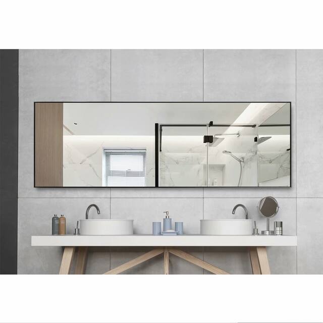 Neutypechic Huge Modern Metal Framed Floor Mirror - 71x24 - Black