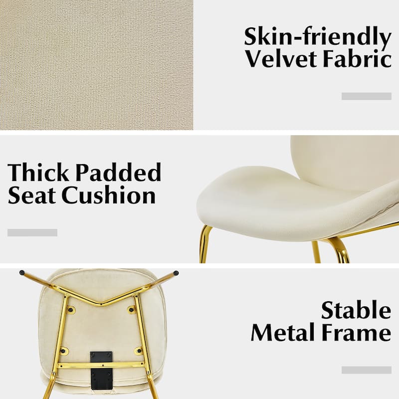Costway Set of 2 Velvet Accent Chairs Dining Side Chairs w/Gold Metal