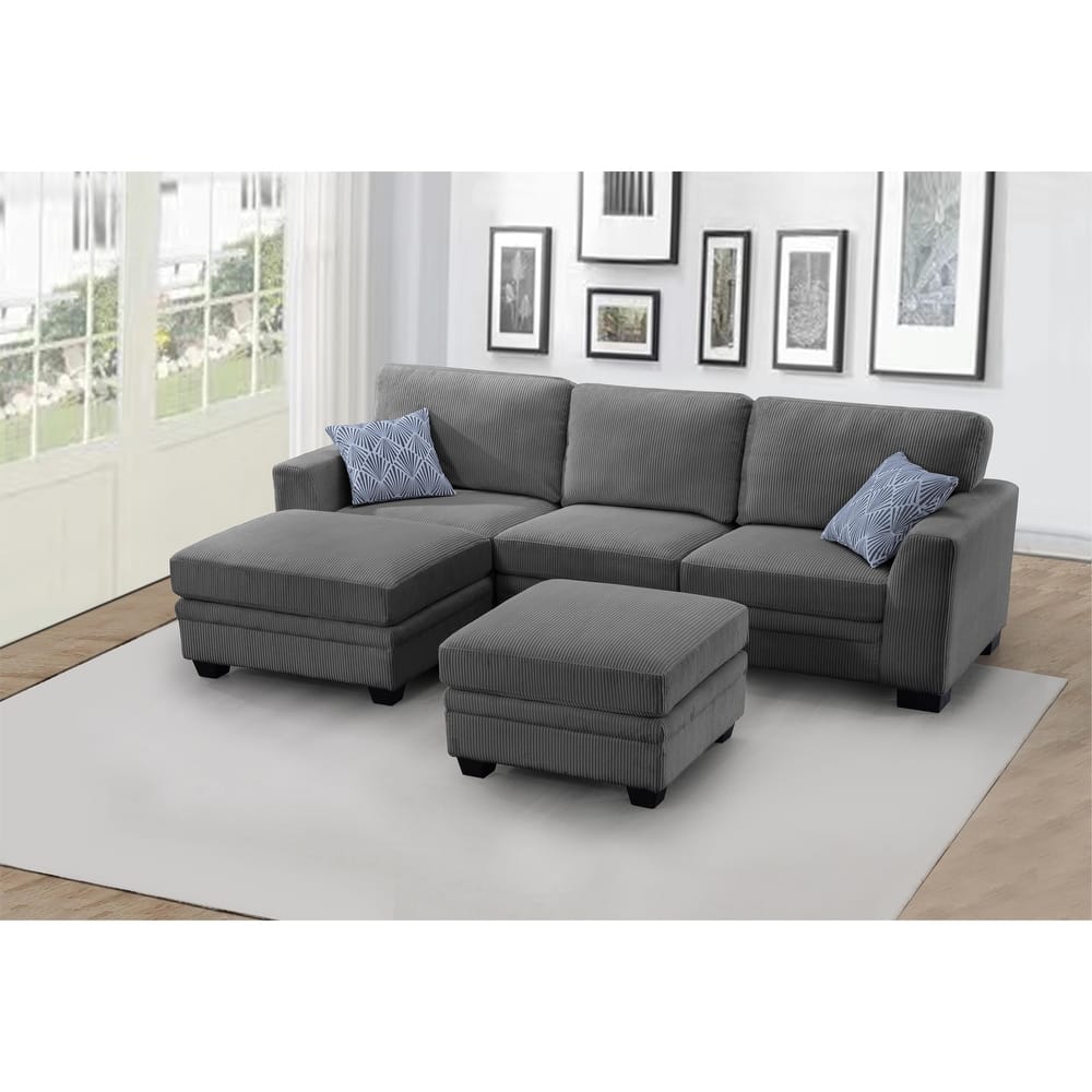 5 PCS Corduroy Flexible Combination Sectional Sofa Couch