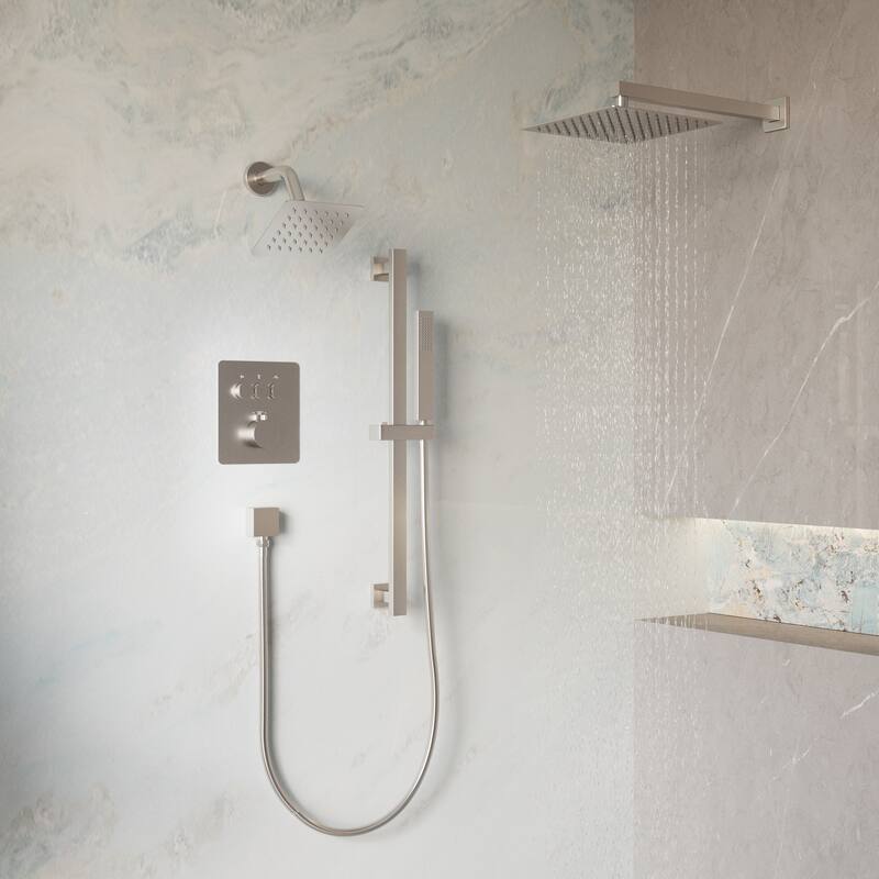 3-Function Dual Shower System With 10in. Square Shower Head With Hand Shower(Valve Included)