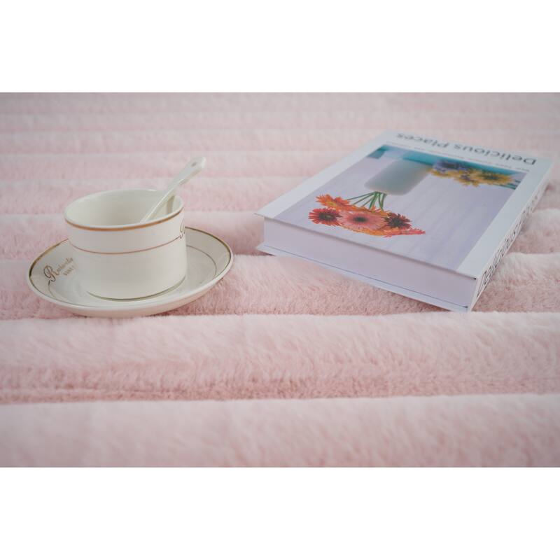 Madrid Collection Ultra Soft Ribbed Faux Fur Area Rug