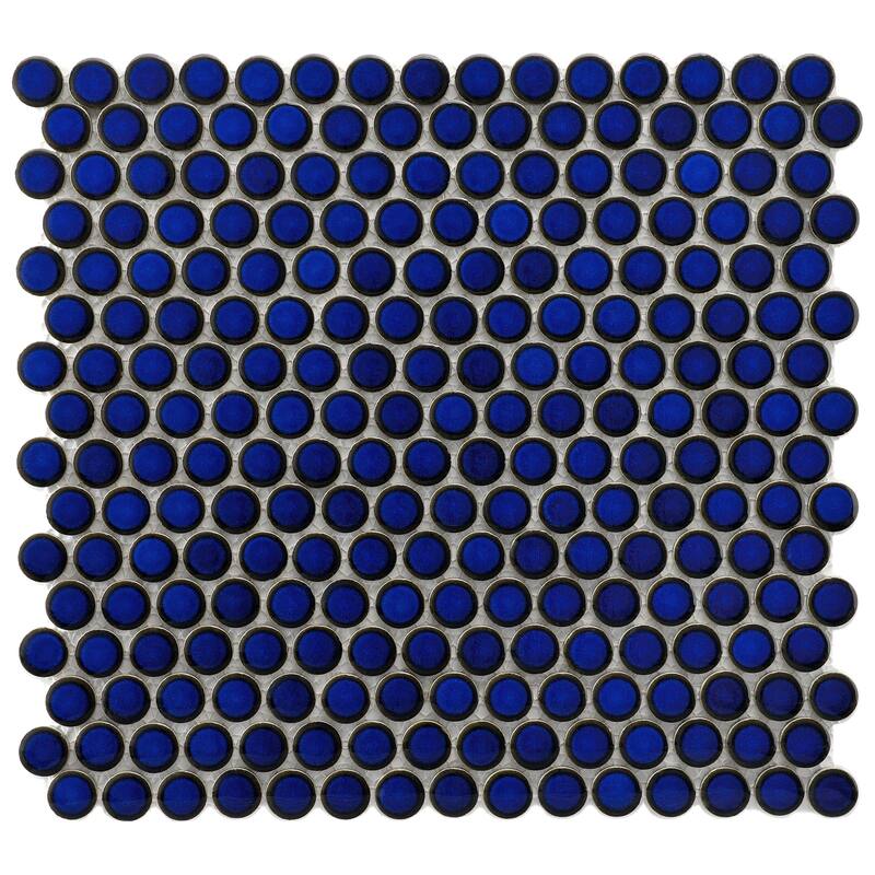 Merola Tile Hudson Penny Round Blue Eye 11-7/8" x 12-5/8" Porcelain Floor and Wall Tile