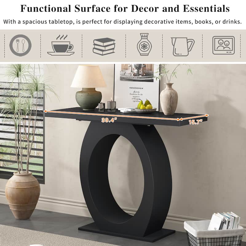 Mirod Stylish Modern Console Table with Egg-Shaped Base - Black
