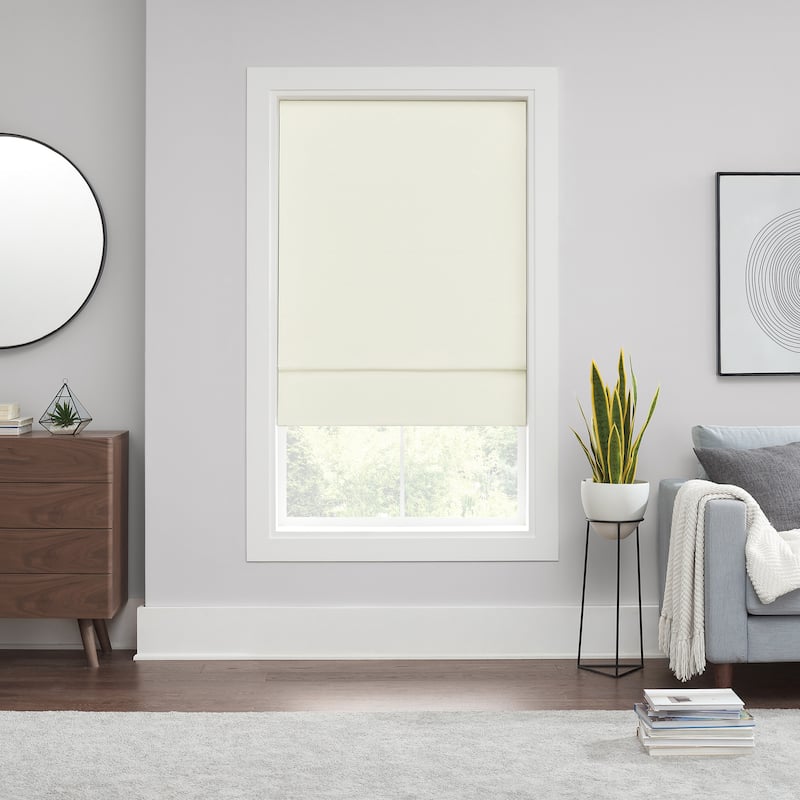Eclipse Kylie Solid 100% Total Blackout Cordless Roman Shade - 39x64 - Ivory