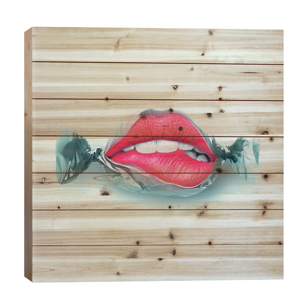 Candy Lips Print On Wood by Jonas Loose - Multi-Color
