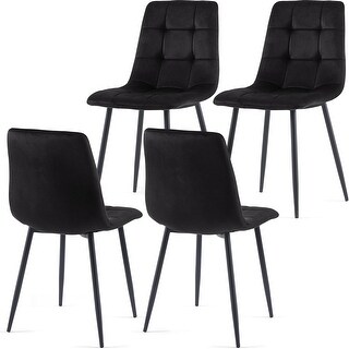 Modern Set of 4 Upholstered Velvet Dining Chairs with Metal Legs - Bed ...