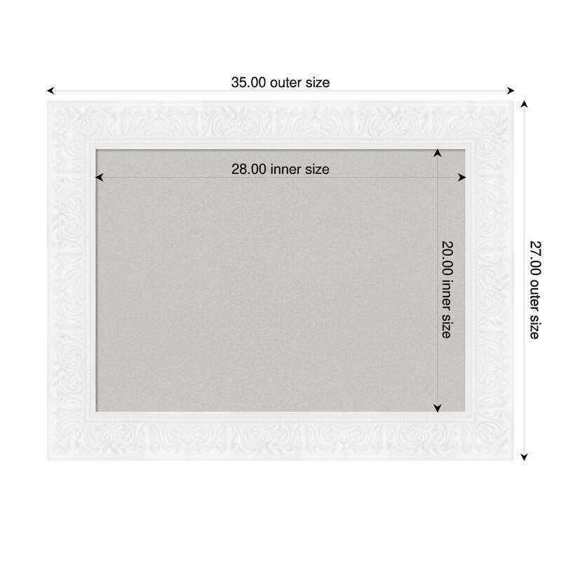 Luxe White Framed Cork Board - Bulletin Board, Organization Board, Pin Board - Grey - 35 x 27 in