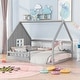 preview thumbnail 10 of 10, Full Size Wood House Bed with Window and Fence,