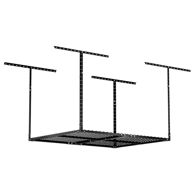 Overhead Garage Storage Rack, Heavy Duty Adjustable Ceiling Mounted Storage Racks, 750LBS Weight Capacity, Black - 4ft x 4ft - Black