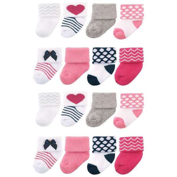 slide 1 of 1, Luvable Friends Baby Cotton Rich Terry Socks 16-Pack, Bow Bow - 0-6 Months