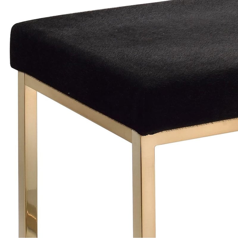 Silver Orchid Sweet Black Fabric-upholstered Champagne Metal Ottoman