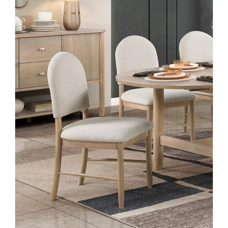 Natural Finish Beautiful Dining Set Oval Table with Leaf and Upholstered Chairs Wooden Furniture - 7pc Set